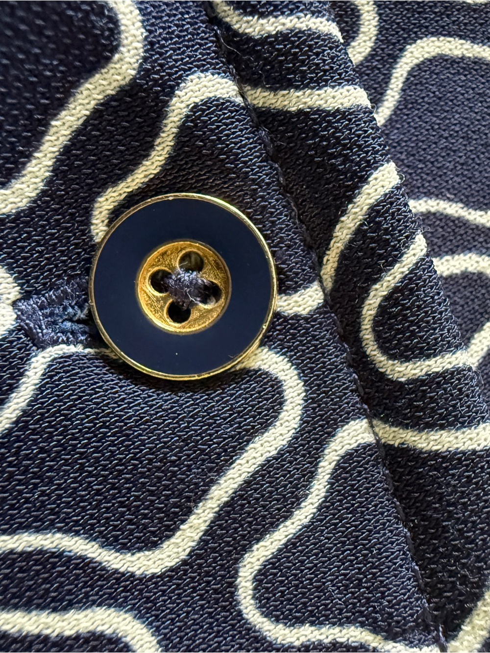 Talbots Navy and White Geometric Tie-Waist Long Sleeve Shirt Dress Large - Picture 12 of 12